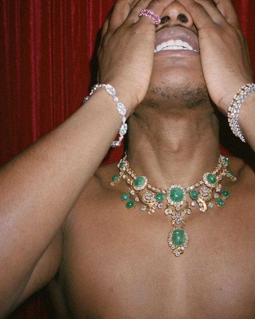 ASAP Rocky wearing women's jewelries