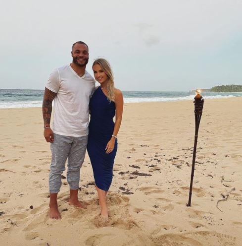 Dak Prescot and his girlfriend on the beach celebrating valentine 