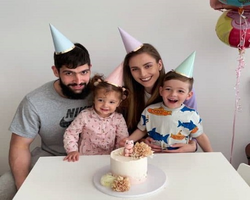 Ziga Dimec with his wife and kids