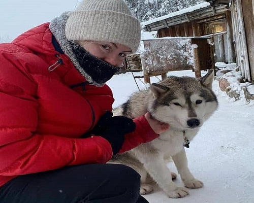 Jutta Rantala with her pet