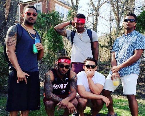 Matt Milano with his friends from Mile 21 at Boston College