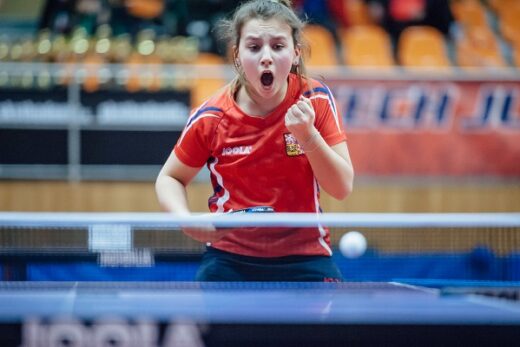 A young table tennis player Helena Sommerova from the Czech Republic.