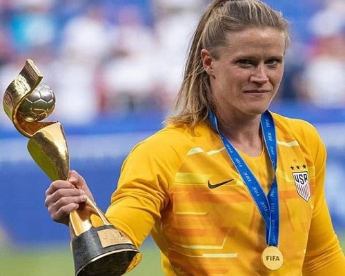 Alyssa Naeher with her awards