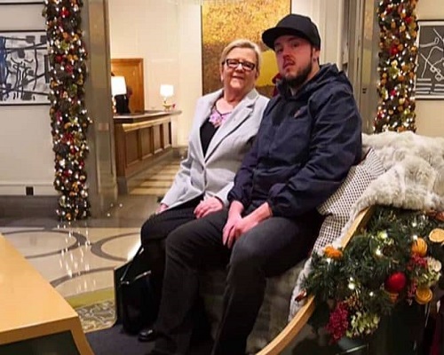 John Bradley with his mother