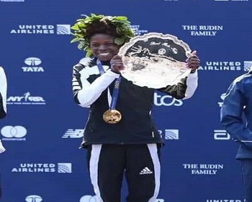 Peres Jepchirchir with her awards