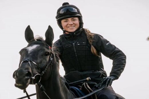 Bryony Frost is an English National Hunt jockey from Buckfastleigh, Devon.