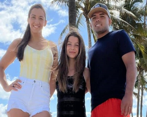 Montana with her husband and daughter