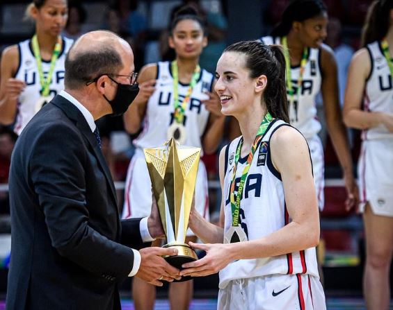 Caitlin Clark with her awards